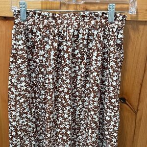 SHEIN Brown and White Floral A-Line Skirt
